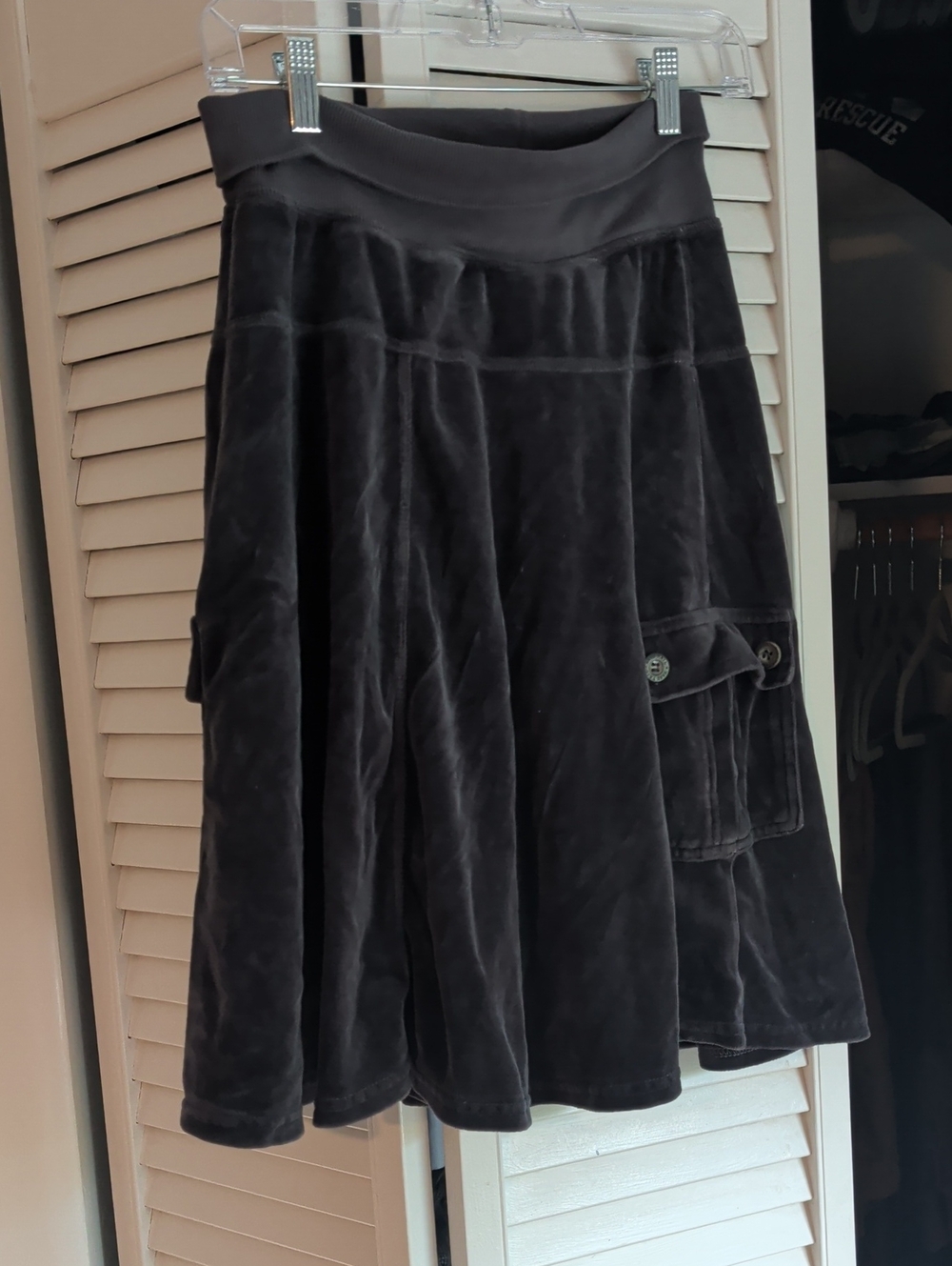 Hard Tail Black Velvet Skater Circle Skirt with Pocket Flap